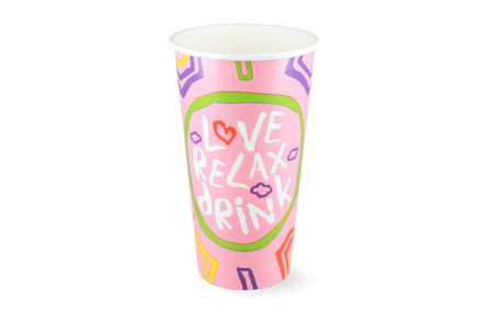 Milkshake cup Carton Large 560ml Ø90 mm 20oz pink FSC® 