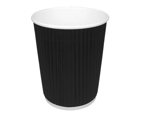 Coffee Cup 230cc 8oz Ø80 mm Ripple Black 