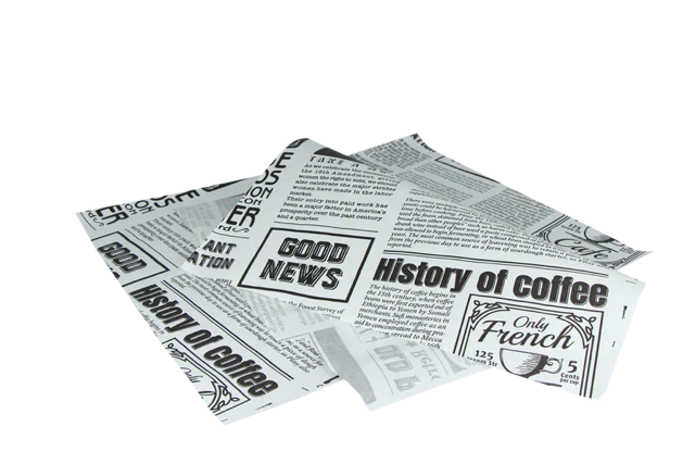 Emballage en papier sulfurisé pour hamburger 33x38cm FSC®Mix Journal Blanc | 2.000  pcs