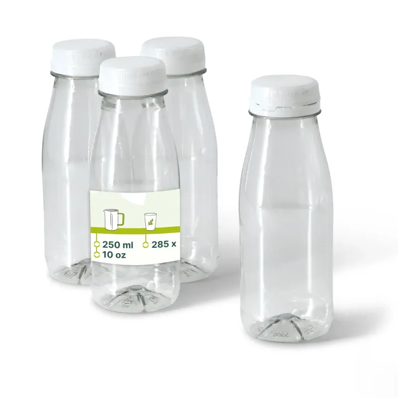 Bouteille PET recyclé 250 ml Couvercle Transparent/Blanc - 285 pièces