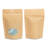 Doypack Kraft Compostable à Domicile avec Fenêtre Ovale 10x6x15cm - 100 pcs