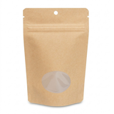 Kraft Home Compostable Stand Up Pouch with Oval Window 10x6x15cm