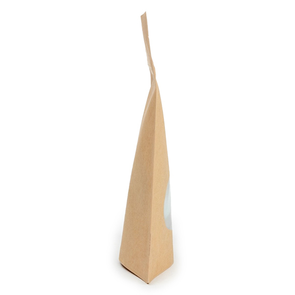 Doypack Kraft Compostable à Domicile avec Fenêtre Ovale 10x6x15cm - 100 pcs