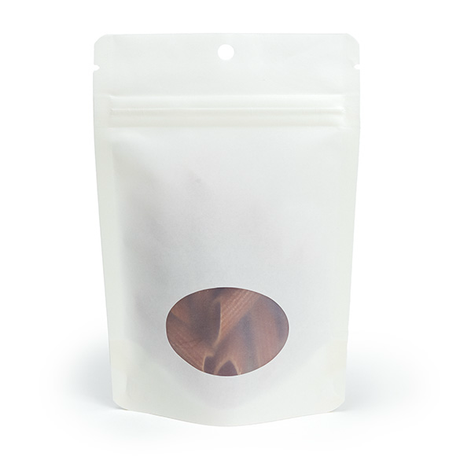 White Home Compostable Stand Up Pouch with Oval Window 10x6x15cm
