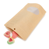 Doypack Kraft Compostable à Domicile avec Fenêtre Ovale 13x8x20,5cm - 100 pcs