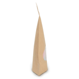 Doypack Kraft Compostable à Domicile avec Fenêtre Ovale 13x8x20,5cm - 100 pcs