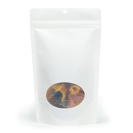 White Home Compostable Stand Up Pouch with Oval Window 13x8x20,5cm