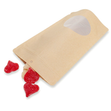 Doypack Kraft Compostable à Domicile avec Fenêtre Ovale 15x9x23cm - 100 pcs
