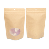 Doypack Kraft Compostable à Domicile avec Fenêtre Ovale 15x9x23cm - 100 pcs