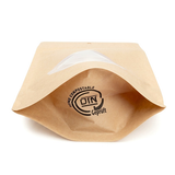Doypack Kraft Compostable à Domicile avec Fenêtre Ovale 15x9x23cm - 100 pcs