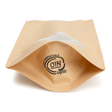 Doypack Kraft Compostable à Domicile avec Fenêtre Ovale et Fermeture Pocket 15x9x23cm - 100 pcs