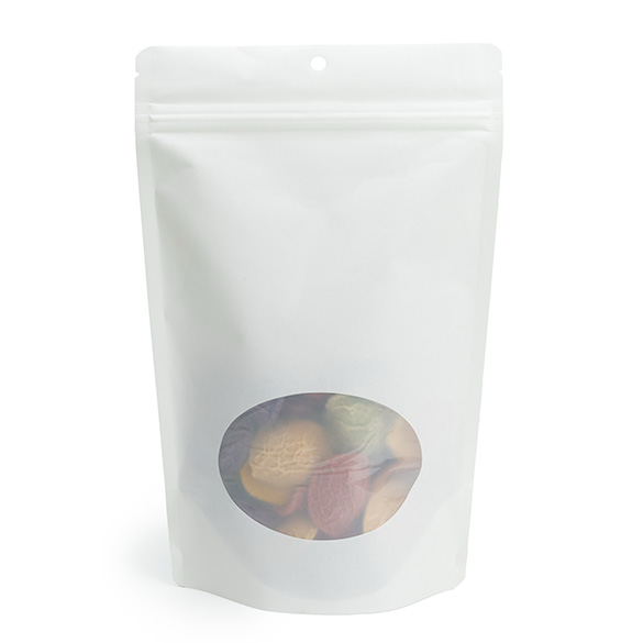 White Home Compostable Stand Up Pouch with Oval Window 15x9x23cm