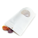 Doypack Blanc Compostable à Domicile avec Fenêtre Ovale 15x9x23cm - 100 pcs