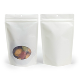 Doypack Blanc Compostable à Domicile avec Fenêtre Ovale 15x9x23cm - 100 pcs