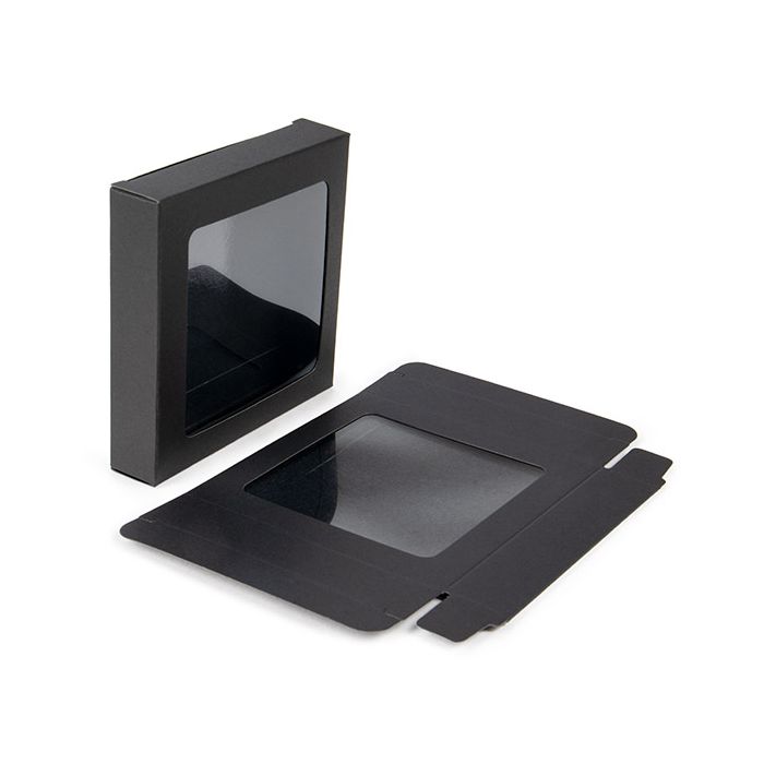 Boîte noire kraft à fenêtre 10.5x2.2x10.5 cm - 25 pièces