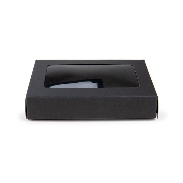 Boîte noire kraft à fenêtre 7x2.1x10.3 cm - 25 pièces
