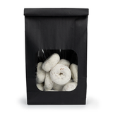 Sacs Kraft Noirs avec Fenêtre et Fermeture Tin-Tie 15,2x7x26,7cm - 100 pcs