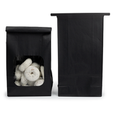 Sacs Kraft Noirs avec Fenêtre et Fermeture Tin-Tie 15,2x7x26,7cm - 100 pcs