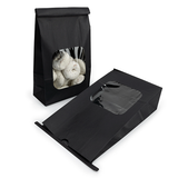 Sacs Kraft Noirs avec Fenêtre et Fermeture Tin-Tie 15,2x7x26,7cm - 100 pcs