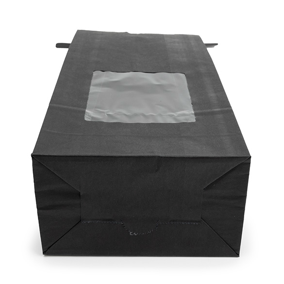 Sacs Kraft Noirs avec Fenêtre et Fermeture Tin-Tie 10,8x6,4x26,7cm - 100 pcs