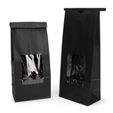 Sacs Kraft Noirs avec Fenêtre et Fermeture Tin-Tie 10,8x6,4x26,7cm - 100 pcs