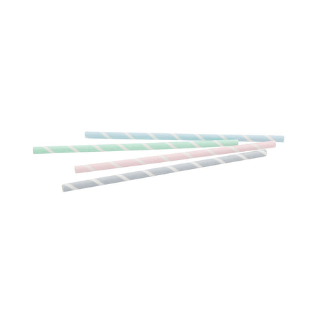 Jumbo Drinking Straws Paper 23 cm, Ø 0.8 cm Pastel Striped (3450 pieces) [GB