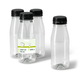 Bouteille PET recyclé 250 ml Couvercle Transparent/Noir - 285 pièces
