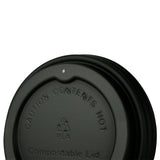 Couvercle CPLA Ø 90 mm Noir Trou pour boire - 1000 pièces