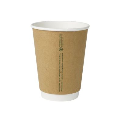 Tasse en carton à double paroi 300 ml Ø 80 Marron - 500 pièces