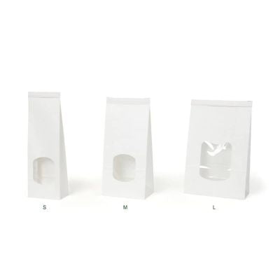 Sachets kraft blancs avec fermeture métallique 9 x 4.5 x 26 cm - 500 pièces