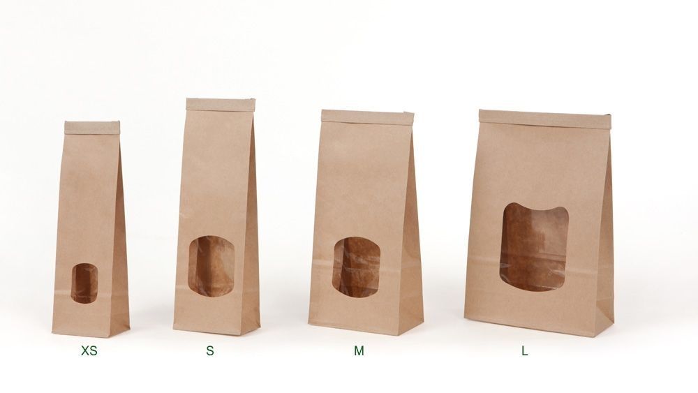 Sachet kraft avec fenêtre 9 x 4.5 x 27.5 cm refermable - 500 pièces