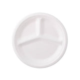 Plateau pour menu en Canne à sucre Ø 26 cm, 3 compartiments, rond - 500 pièces