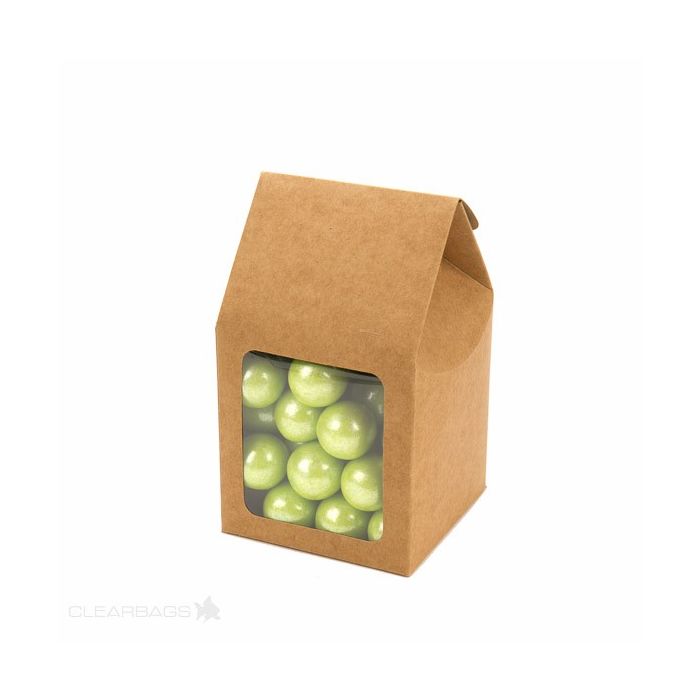 Boite pâtissière kraft avec fenêtre 8,9 x 8,9 x 16,5cm (25 Pièces) [FS320]