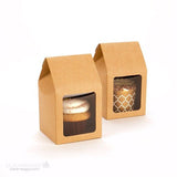 Boite pâtissière kraft avec fenêtre 8,9 x 8,9 x 16,5cm (25 Pièces) [FS320]