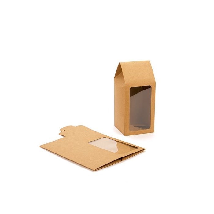 Boite pâtissière kraft avec fenêtre 8,9 x 8,9 x 21,6cm (25 Pièces) [FS321]