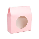 Boite Kraft Rose Avec fenêtre ronde 89x38x102 mm - 25 pièces