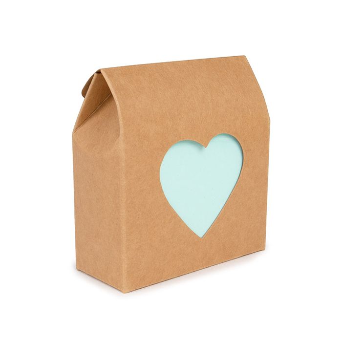 Boite Kraft Avec fenêtre en forme de cœur 89x38x102 mm - 25 pièces
