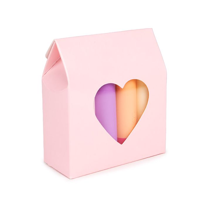 Boite Kraft Rose Avec fenêtre en forme de cœur 89x38x102 mm - 25 pièces