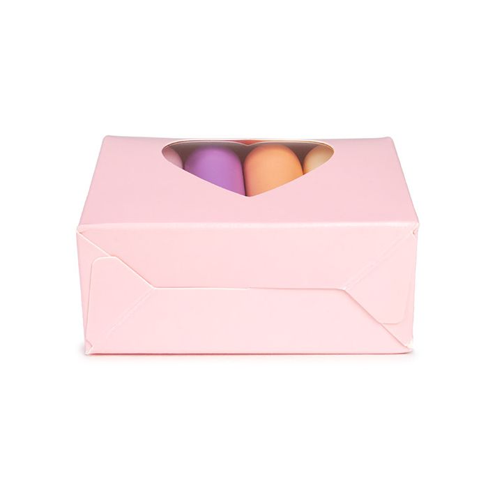 Boite Kraft Rose Avec fenêtre en forme de cœur 89x38x102 mm - 25 pièces