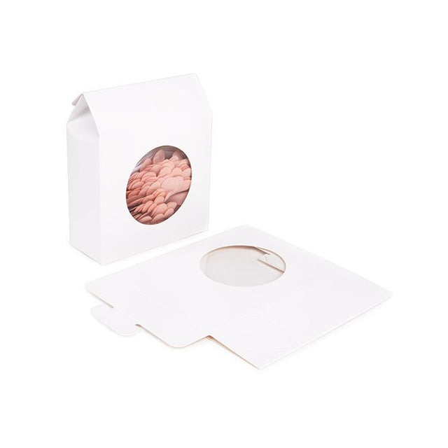 Kraft Gift Boxes White with Circle Window 105x44x133 mm 