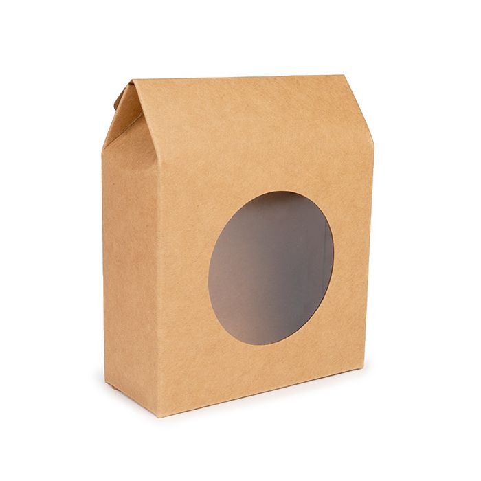 Boite Kraft Avec fenêtre ronde 105x44x133 mm - 25 pièces