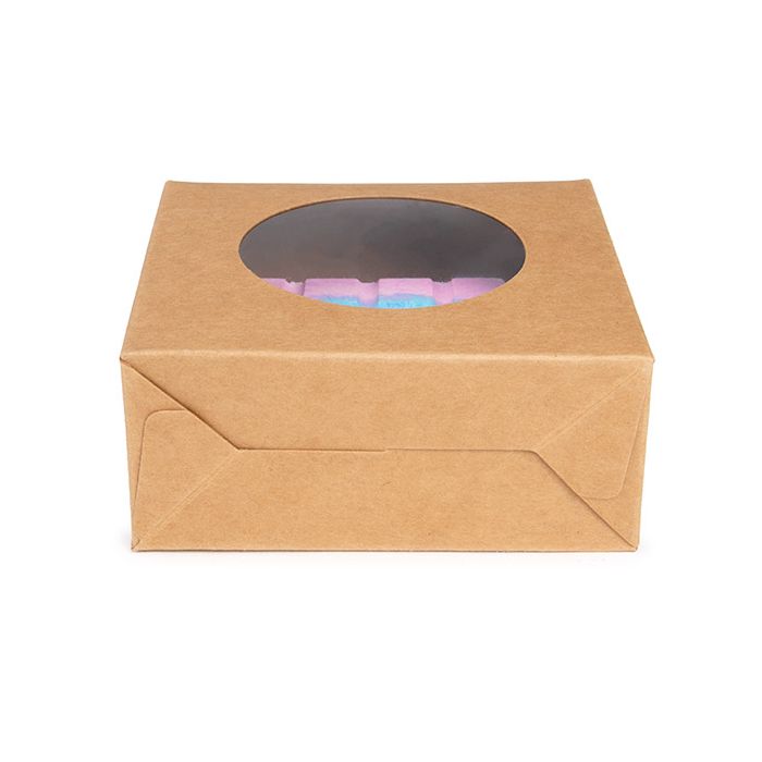 Boite Kraft Avec fenêtre ronde 105x44x133 mm - 25 pièces