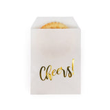 Paper Bags White with Gold Cheers 7,6x12,7 cm - 100 pieces