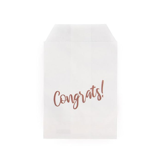 Paper Bags White with Rose Gold Congrats 76x127 mm 