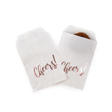 Paper Bags White with Rose Gold Cheers 7,6x12,7 cm - 100 pieces