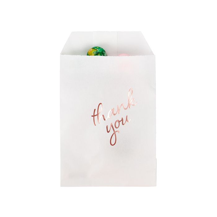 Paper Bags White with Rose Gold Thank You 7,6x12,7 cm - 100 pieces