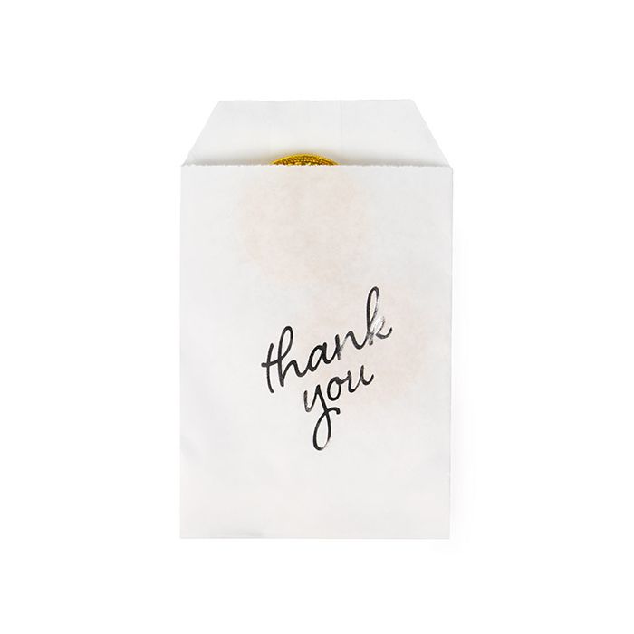 Paper Bags White with Silver Thank You 7,6x12,7 cm - 100 pieces
