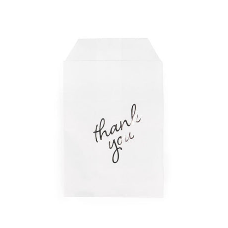 Paper Bags White with Silver Thank You 76x127 mm 