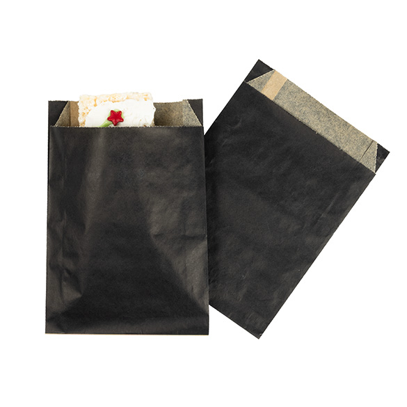 Sacs en Papier Noirs Résistants à la Graisse 12,1x2,9x17,1cm - 100 pcs
