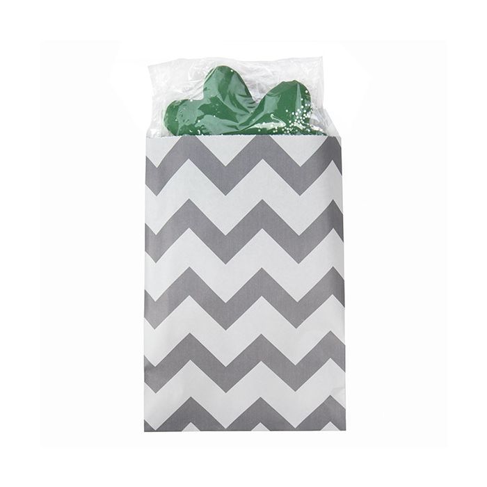 Paper Bags White with Grey Chevron Stripes 12,7x20,3 cm - 100 pieces